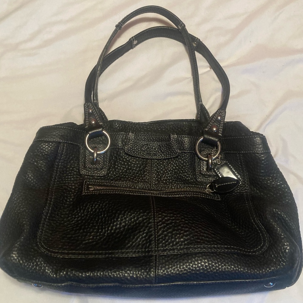 COACH black leather bag.  EUC. Silver colored hardware.